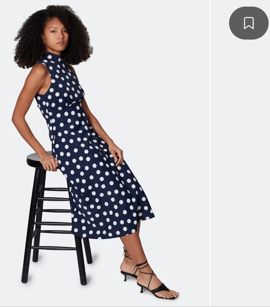 Most of All Coralie Midi Dress, Navy & White Size 2 Blow Out
